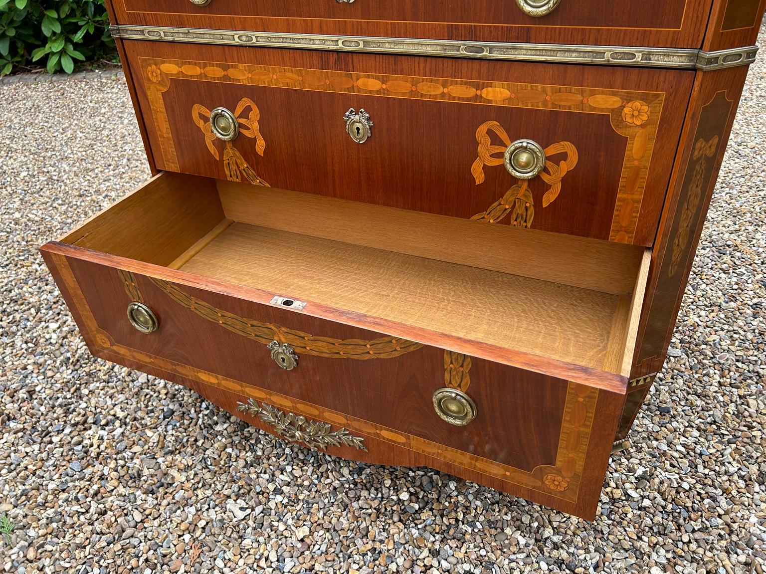 Edwardian French Commode Chest of Drawers with Marble Top For Sale 6