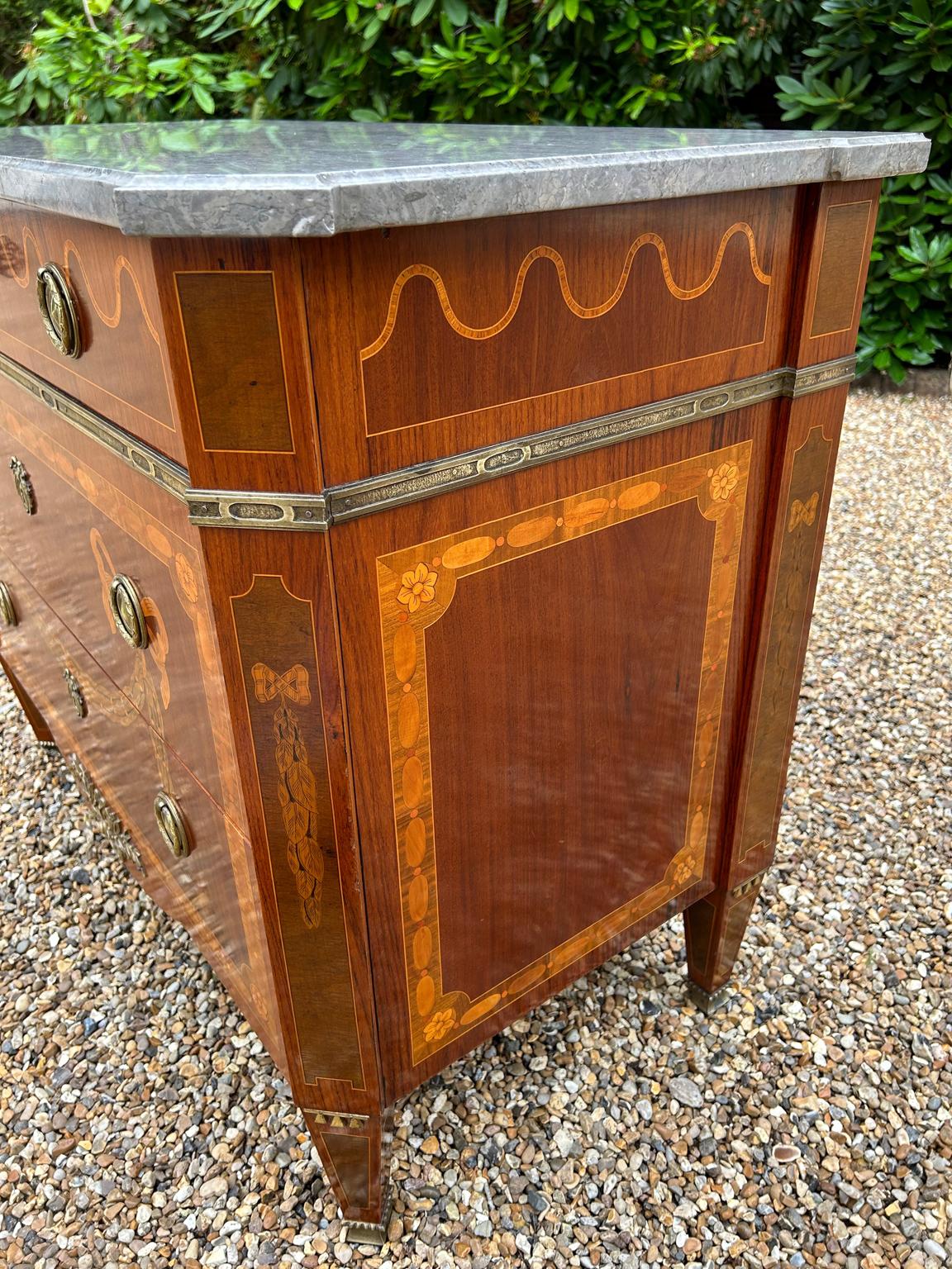 Mahogany Edwardian French Commode Chest of Drawers with Marble Top For Sale