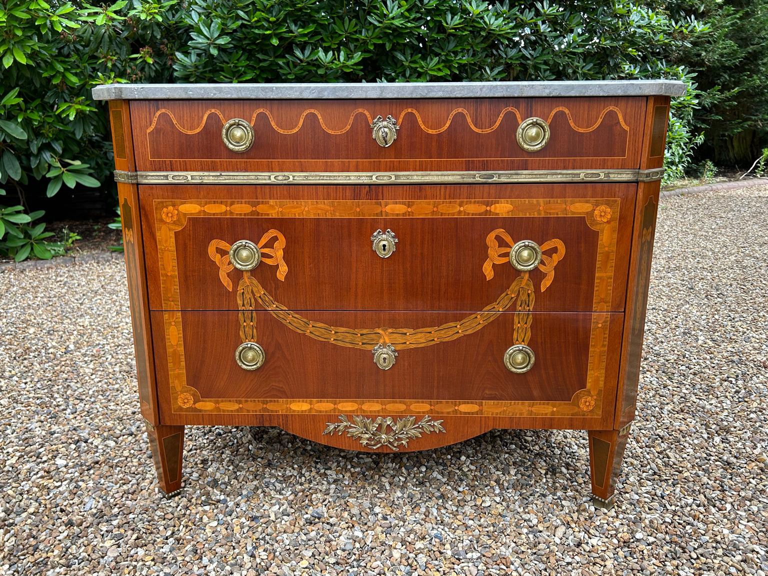 Edwardian French Commode Chest of Drawers with Marble Top For Sale 1