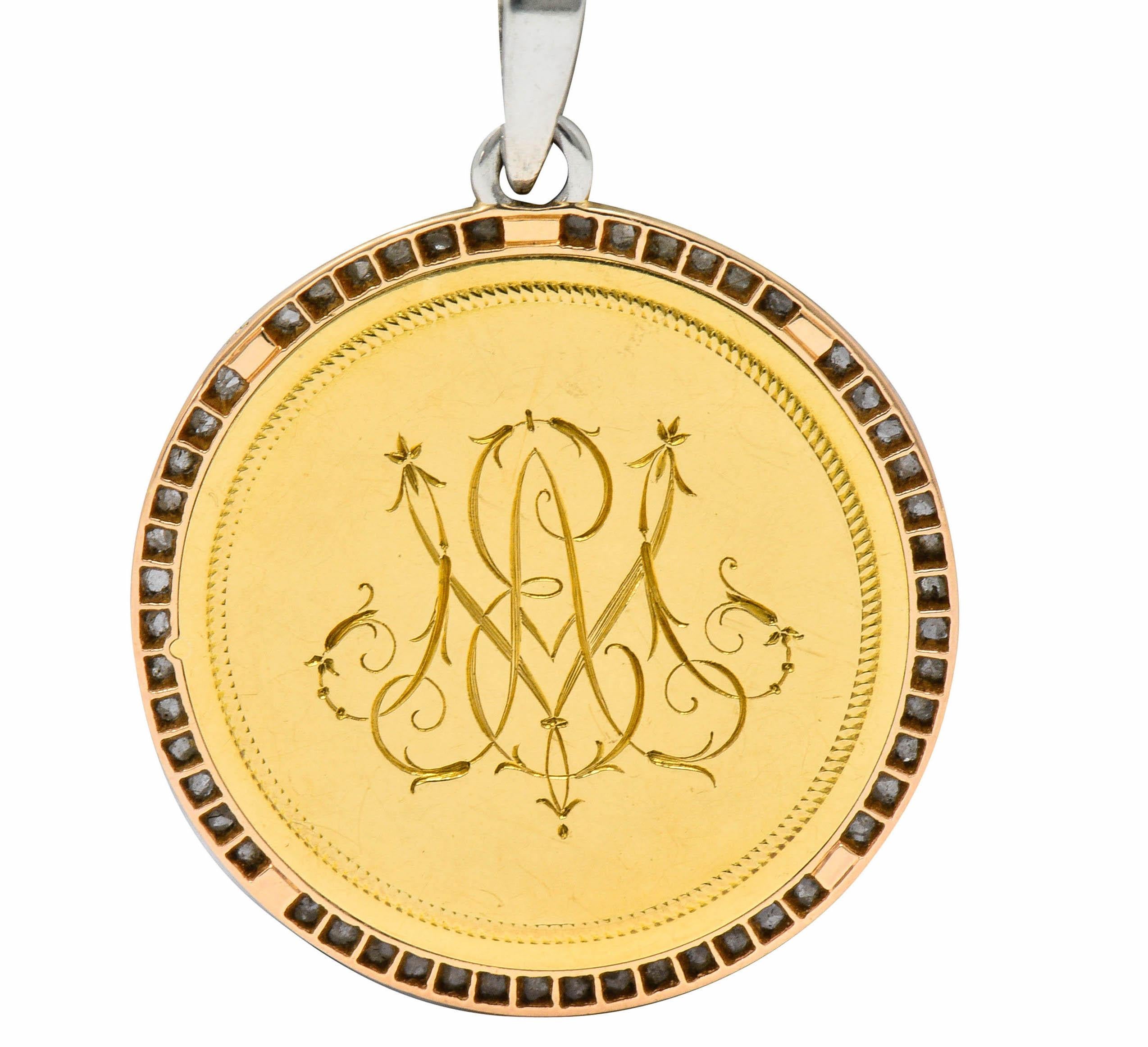 Edwardian French Diamond Platinum 18 Karat Gold Giardinetto Locket Necklace 1