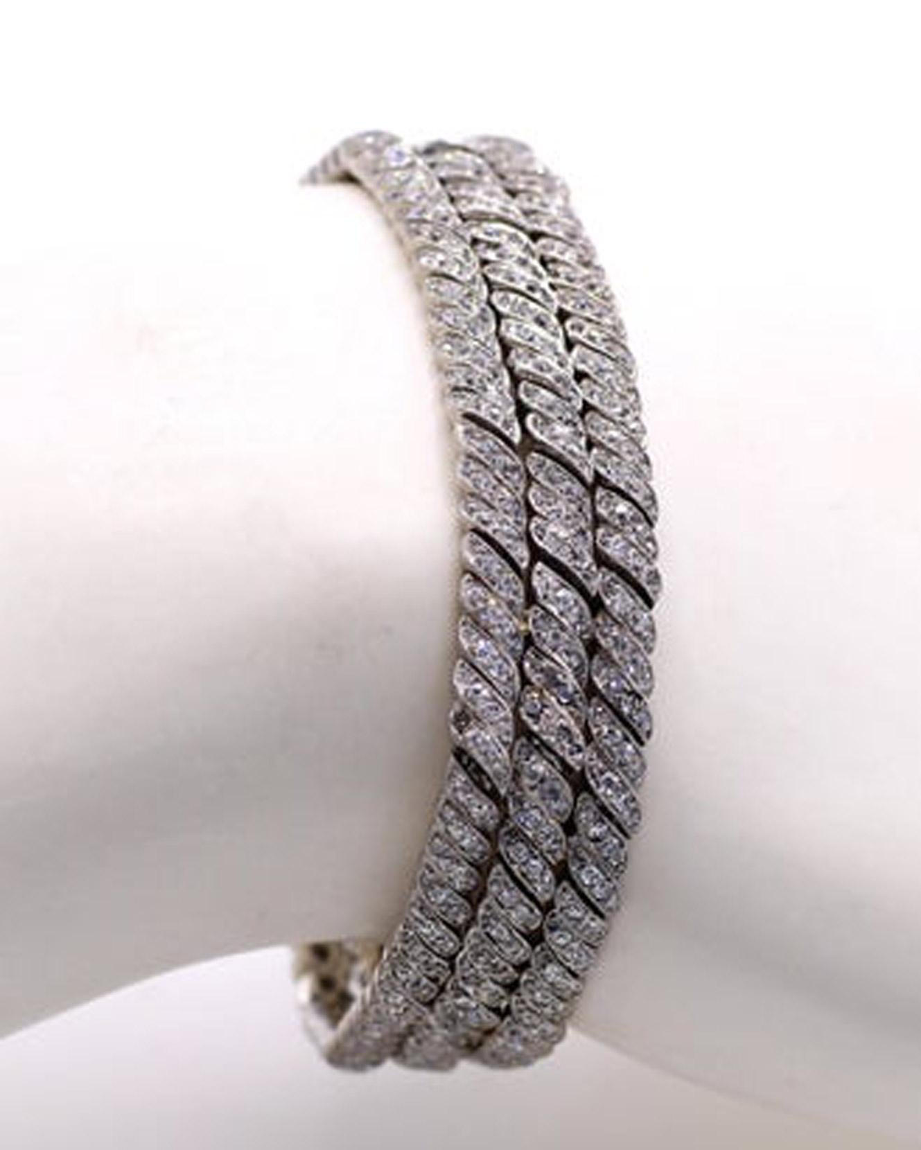 Women's or Men's Edwardian French Diamond Platinum Bracelet For Sale