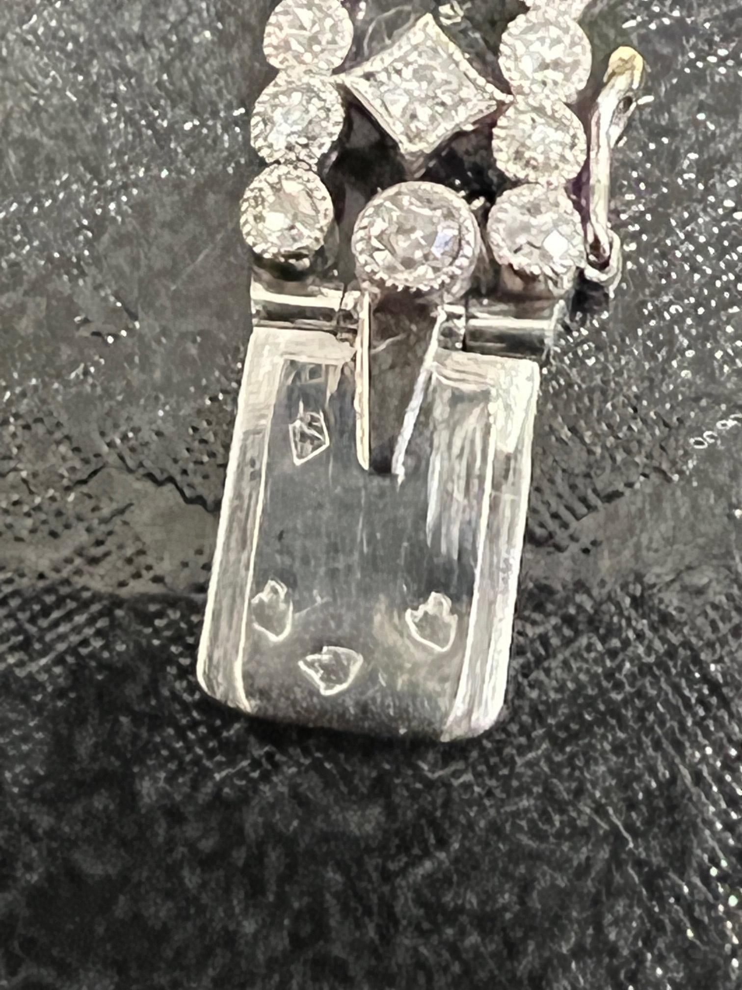 Platinarmband aus edwardianischem französischem Diamant-Saphir im Zustand „Hervorragend“ im Angebot in New York, NY
