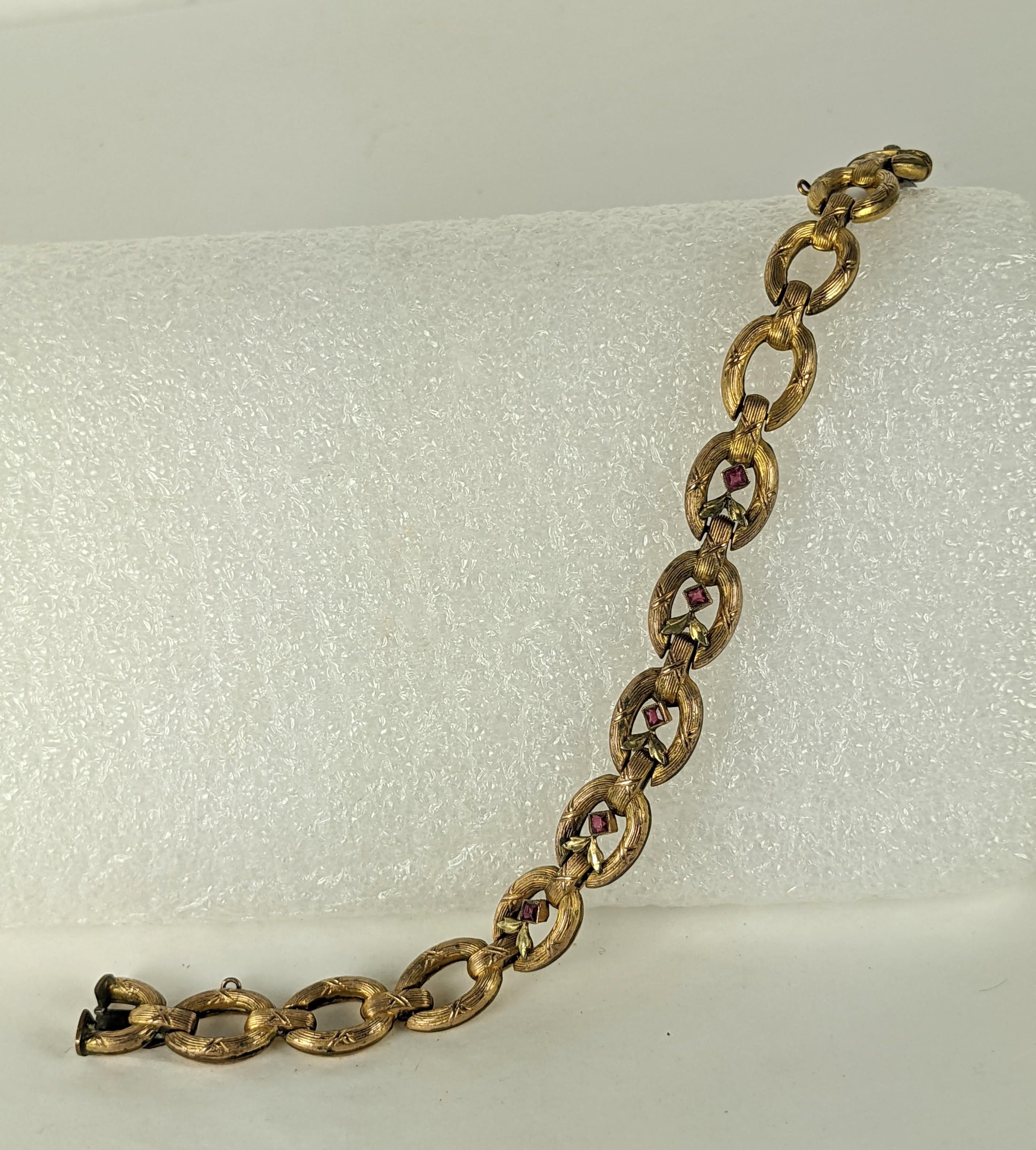 Edwardian French Gold Filled Link Bracelet In Excellent Condition For Sale In New York, NY