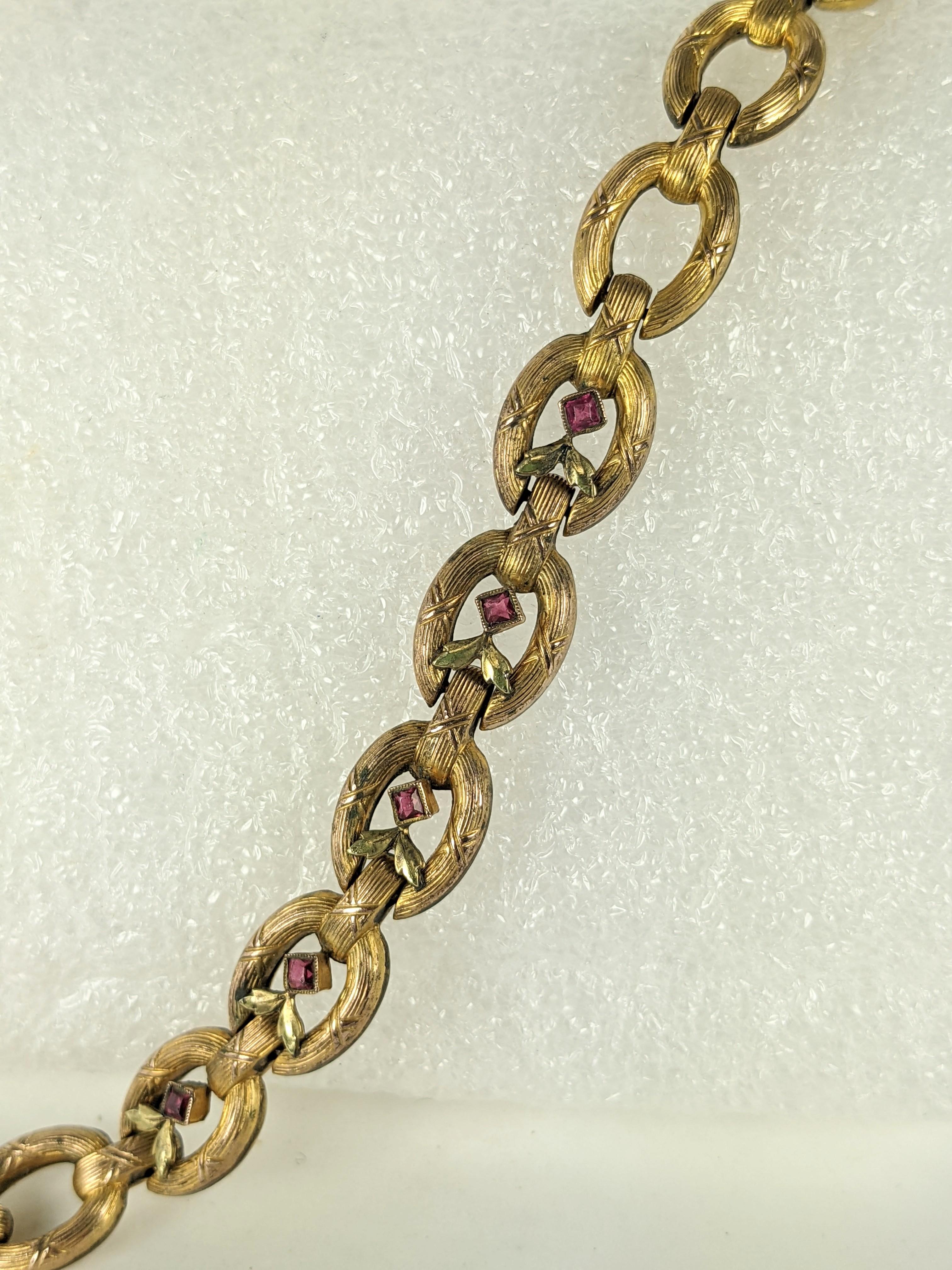 Women's or Men's Edwardian French Gold Filled Link Bracelet For Sale