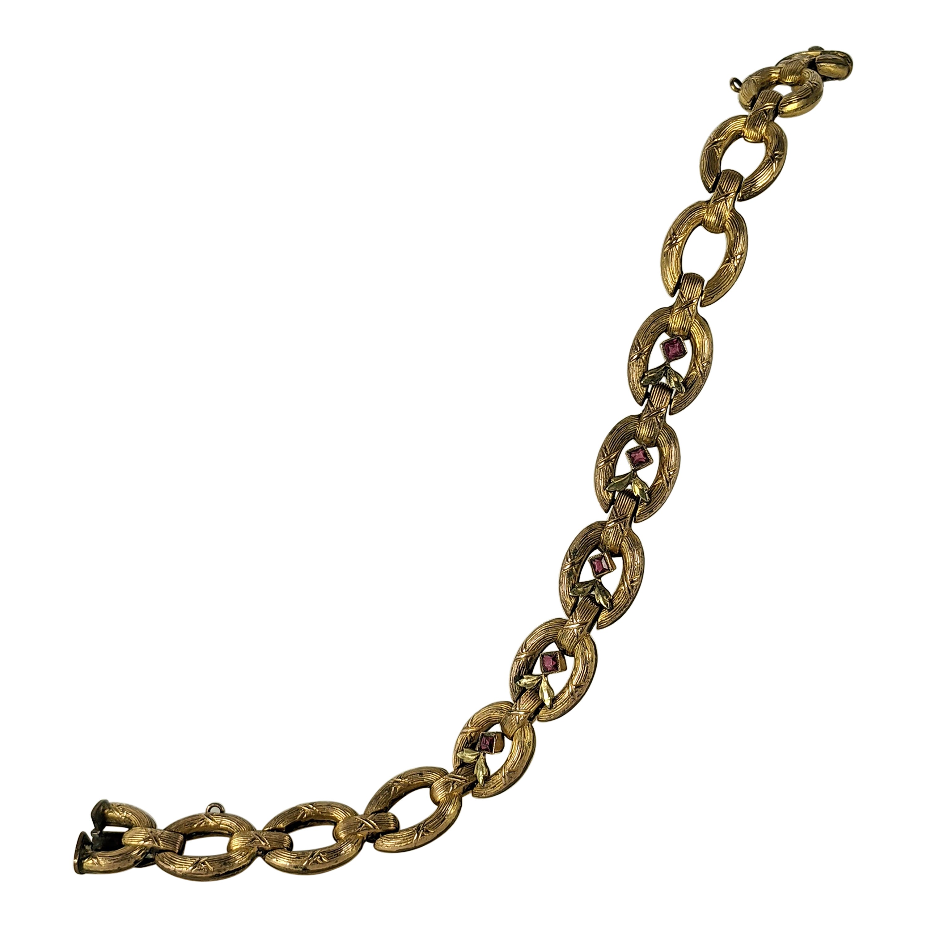 Pulsera francesa eduardiana de eslabones dorados