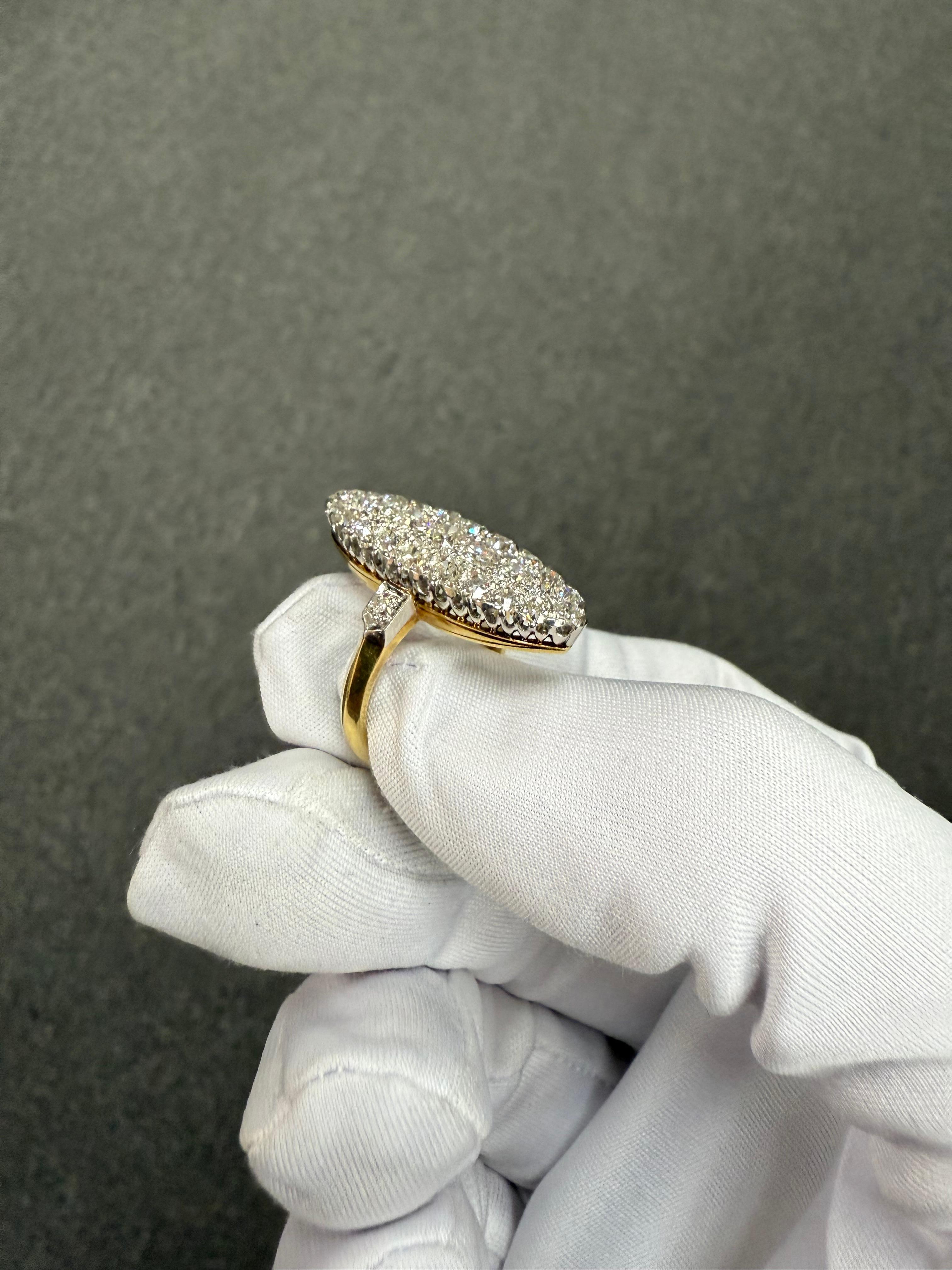 Edwardian French Navette Diamond Cluster Ring Circa 1900 For Sale 5