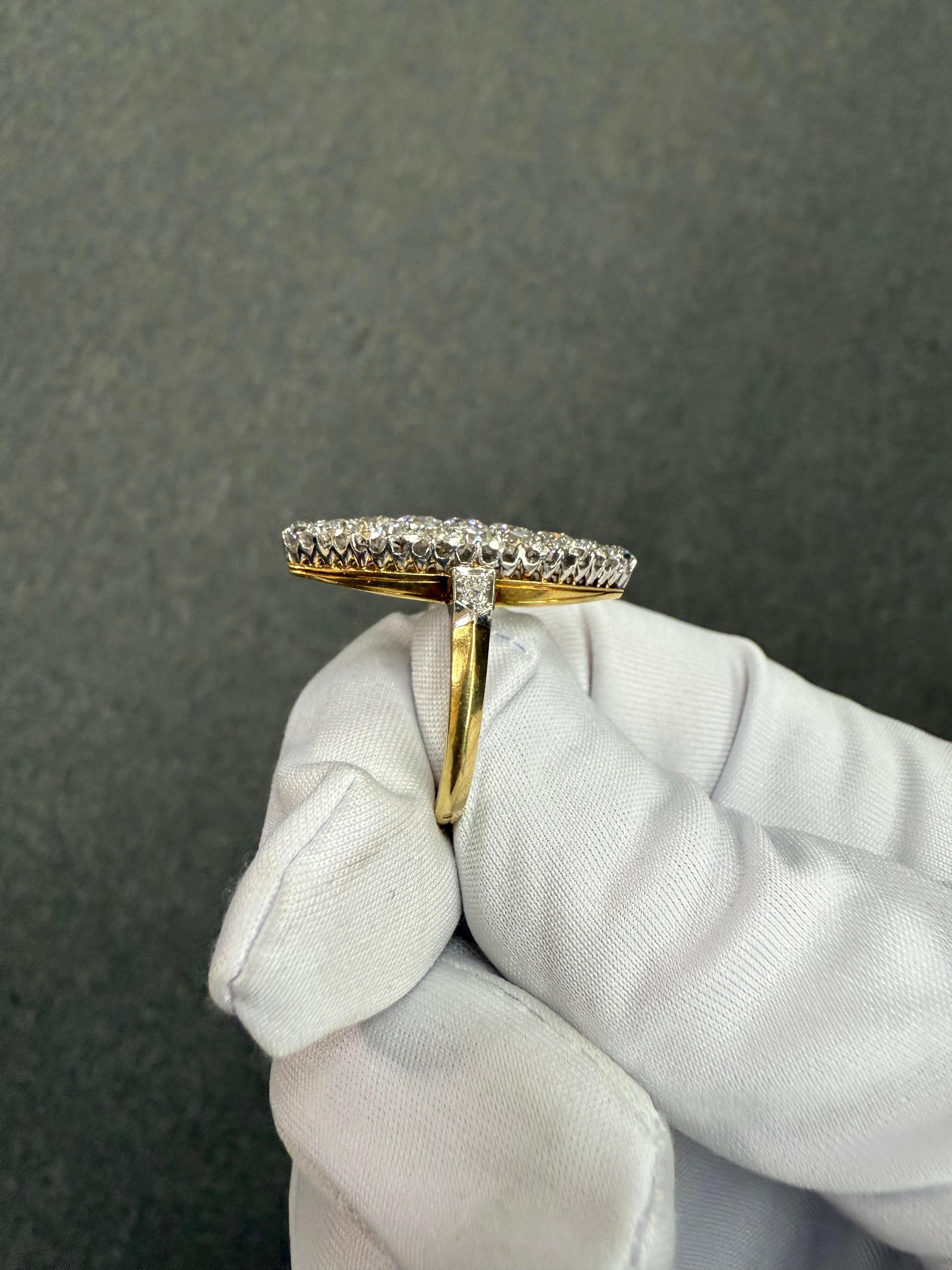 Edwardian French Navette Diamond Cluster Ring Circa 1900 For Sale 6