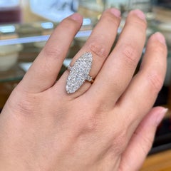 Edwardian French Navette Diamond Cluster Ring Circa 1900