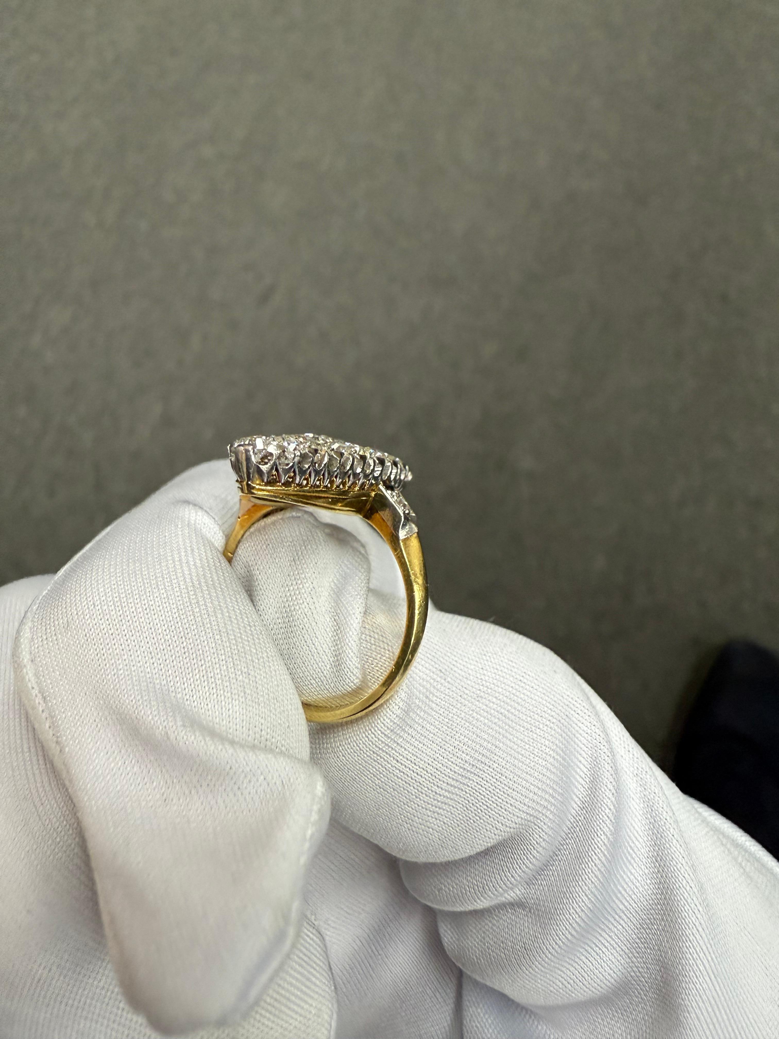 Edwardian French Navette Diamond Cluster Ring Circa 1900 For Sale 7