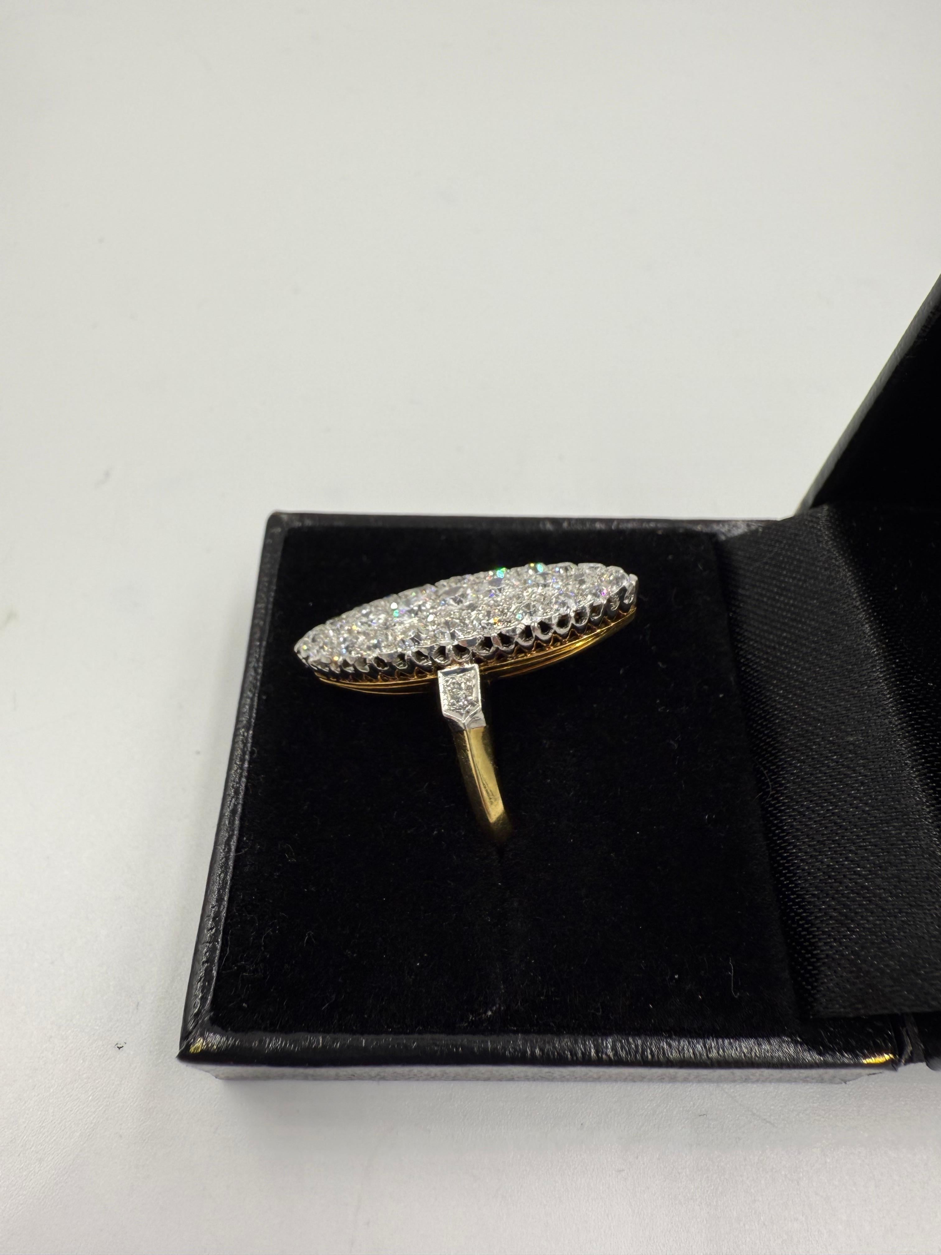 Edwardian French Navette Diamond Cluster Ring Circa 1900 For Sale 1