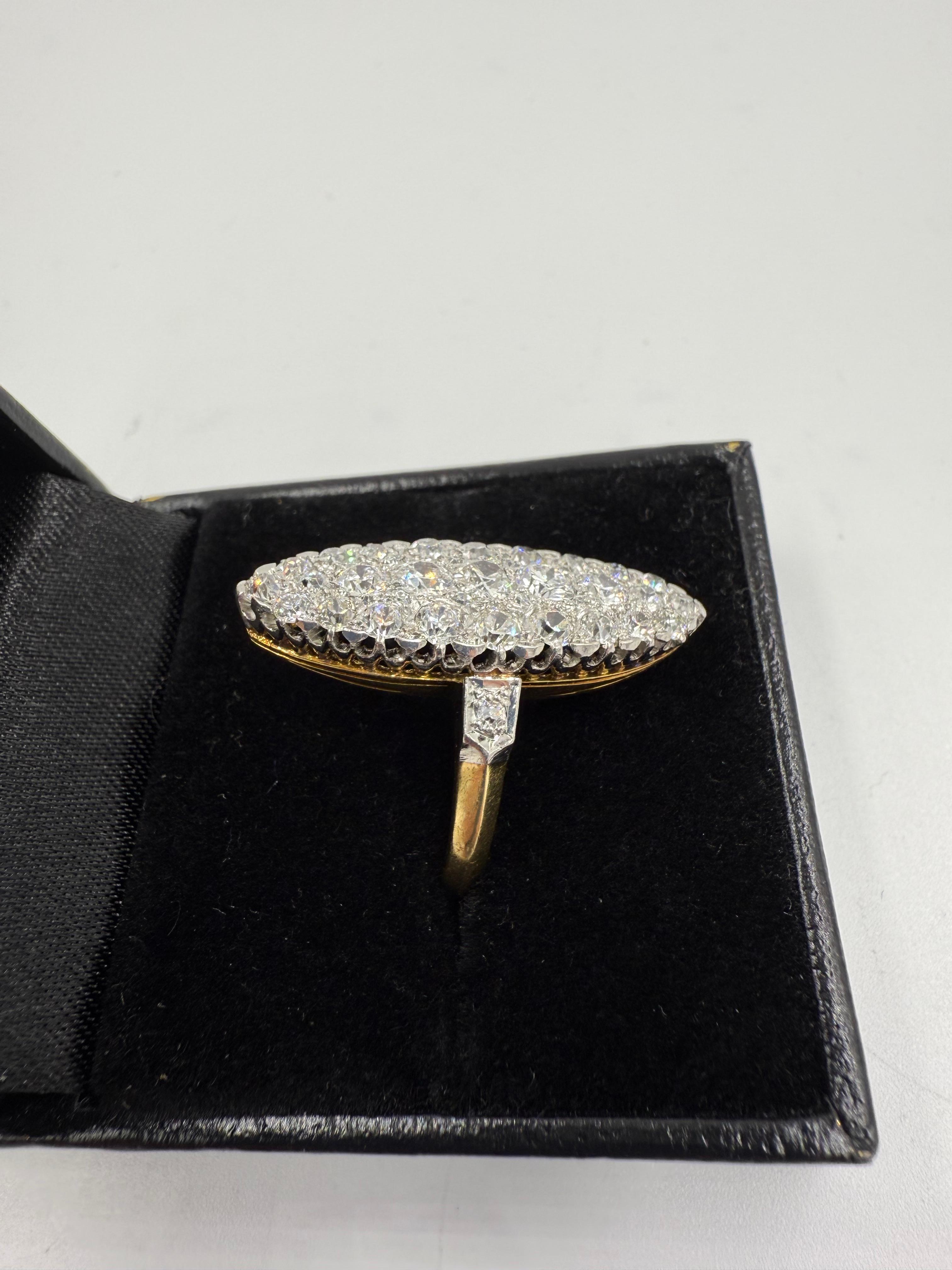 Edwardian French Navette Diamond Cluster Ring Circa 1900 For Sale 2