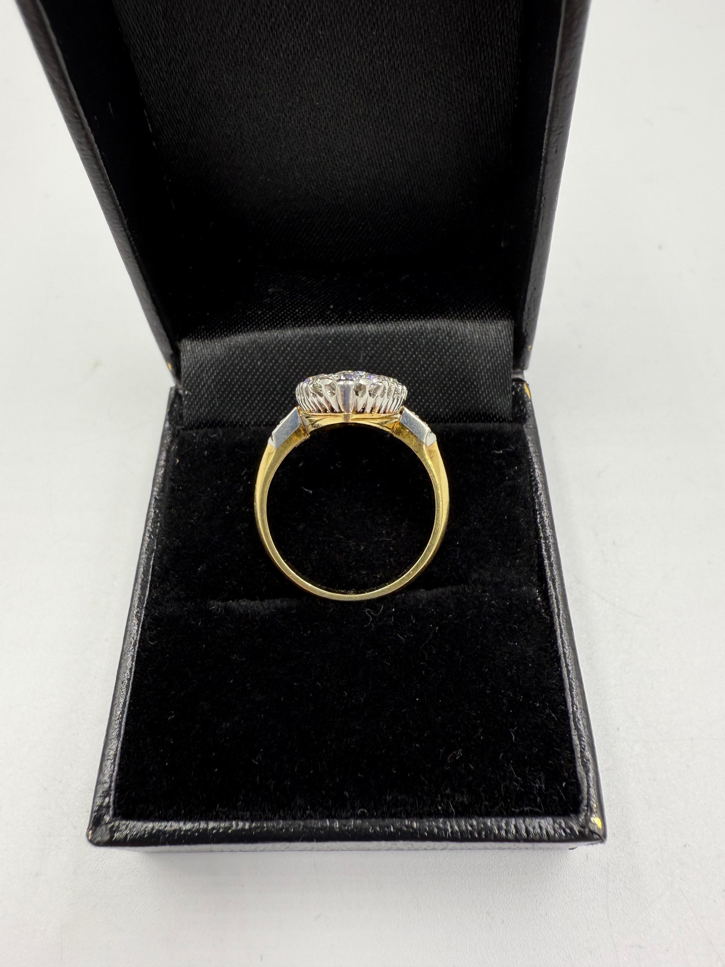Edwardian French Navette Diamond Cluster Ring Circa 1900 For Sale 3