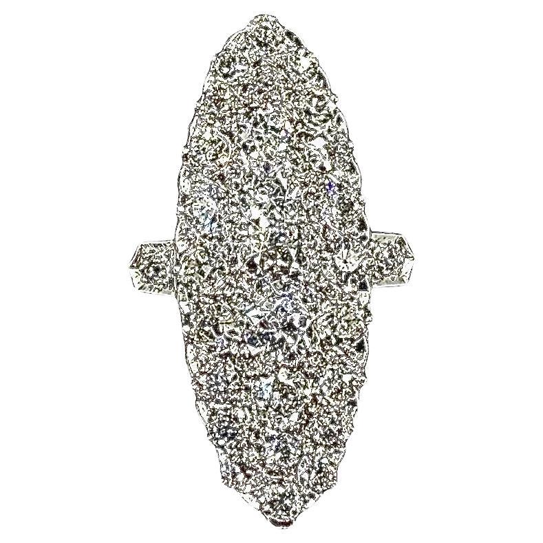 Edwardian French Navette Diamond Cluster Ring Circa 1900 For Sale