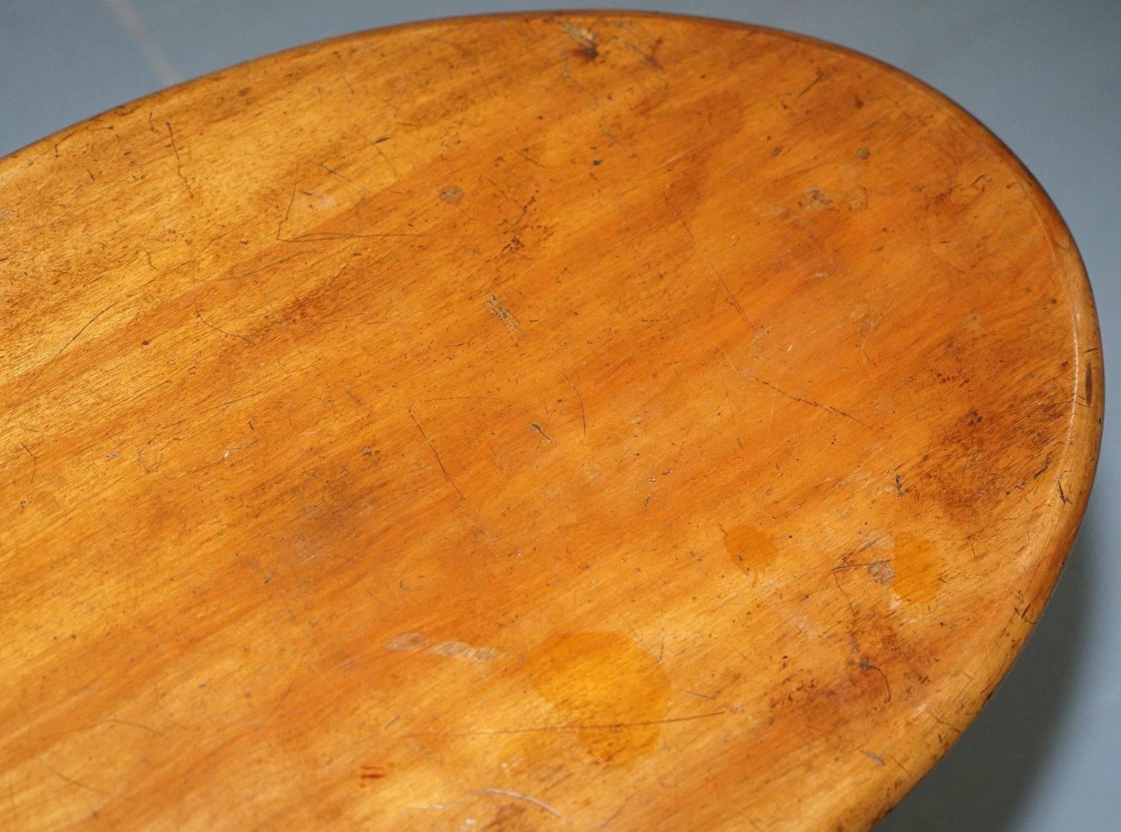 British Edwardian Fruit Wood Oval Side Table Lovely Vintage Condition Nice and Tall