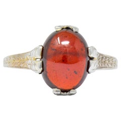 Edwardian Garnet 18 Karat White Gold Ring