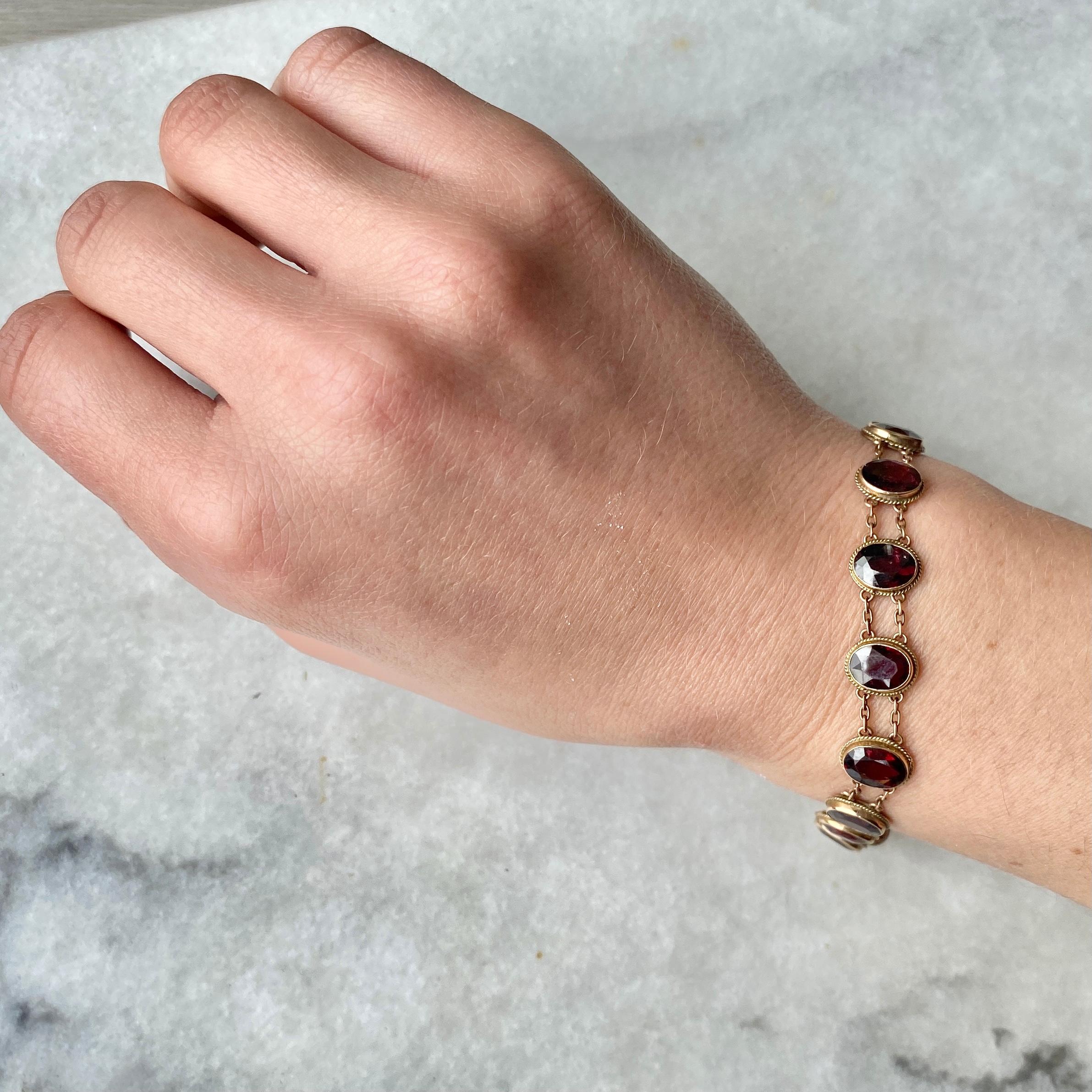 Women's Edwardian Garnet and 9 Carat Gold Bracelet