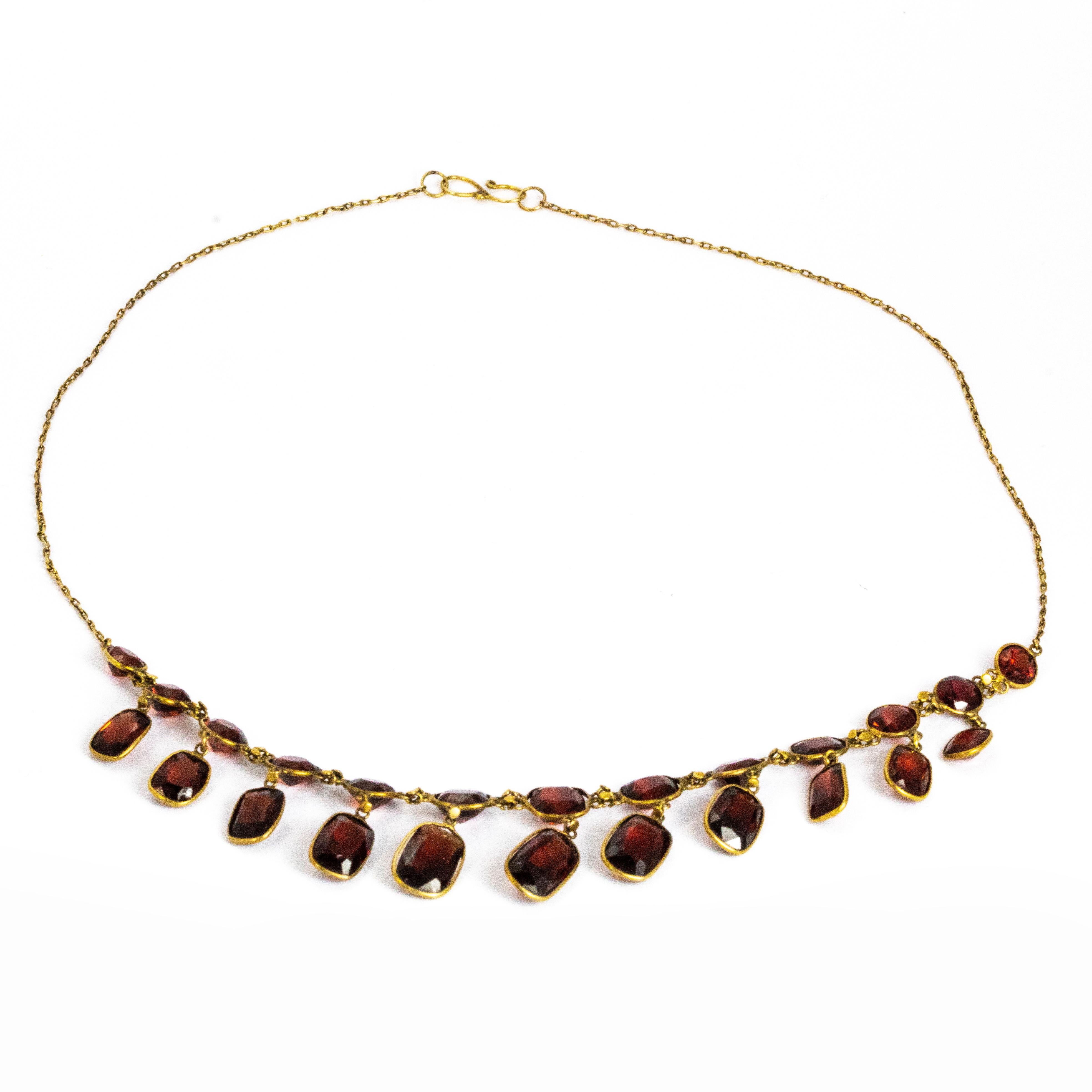 Women's Edwardian Garnet and Yellow Gold Necklace