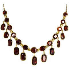 antique garnet necklace Antique Edwardian Garnet and Yellow Gold Necklace