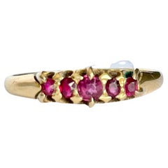 Edwardian Ruby Five-Stone 18 Carat Gold Band