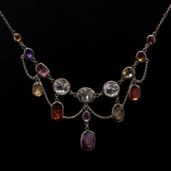 Edwardian Gemstone Festoon Necklace Certified