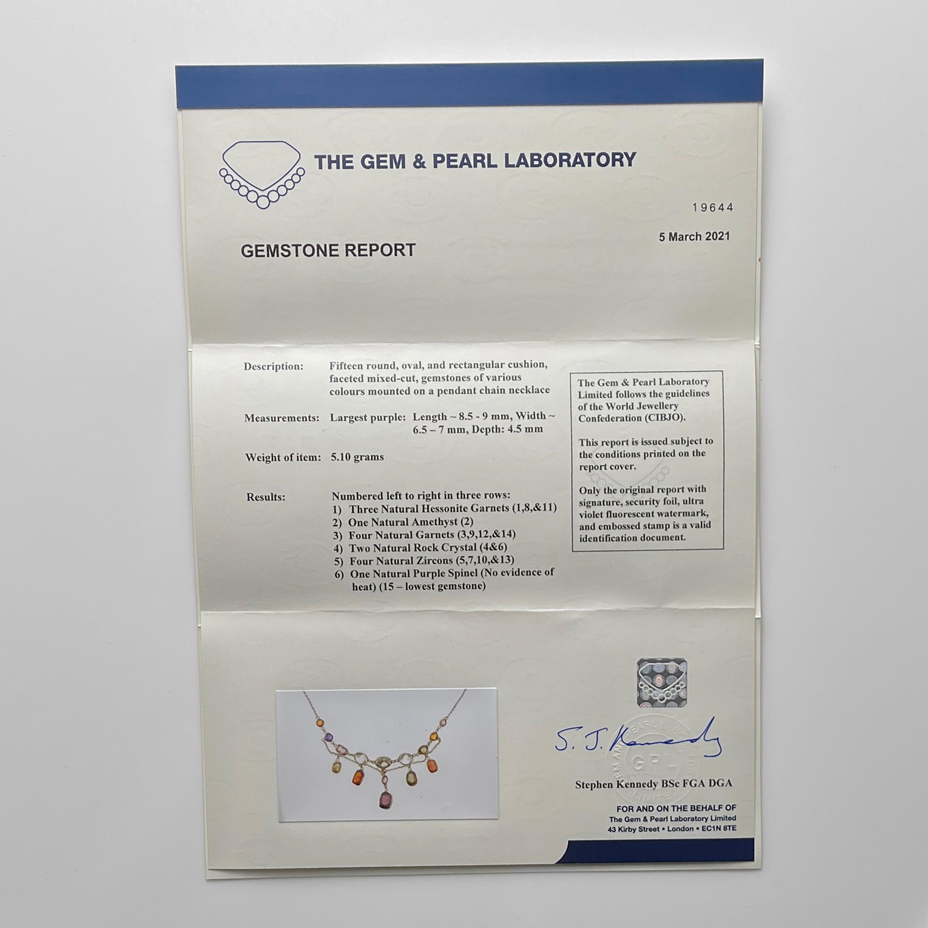 Edwardian Gemstone Festoon Necklace Certified 1