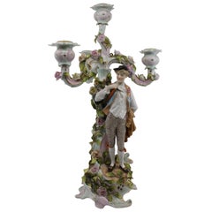 Edwardian German Porcelain Schierholz Dresden Candelabra