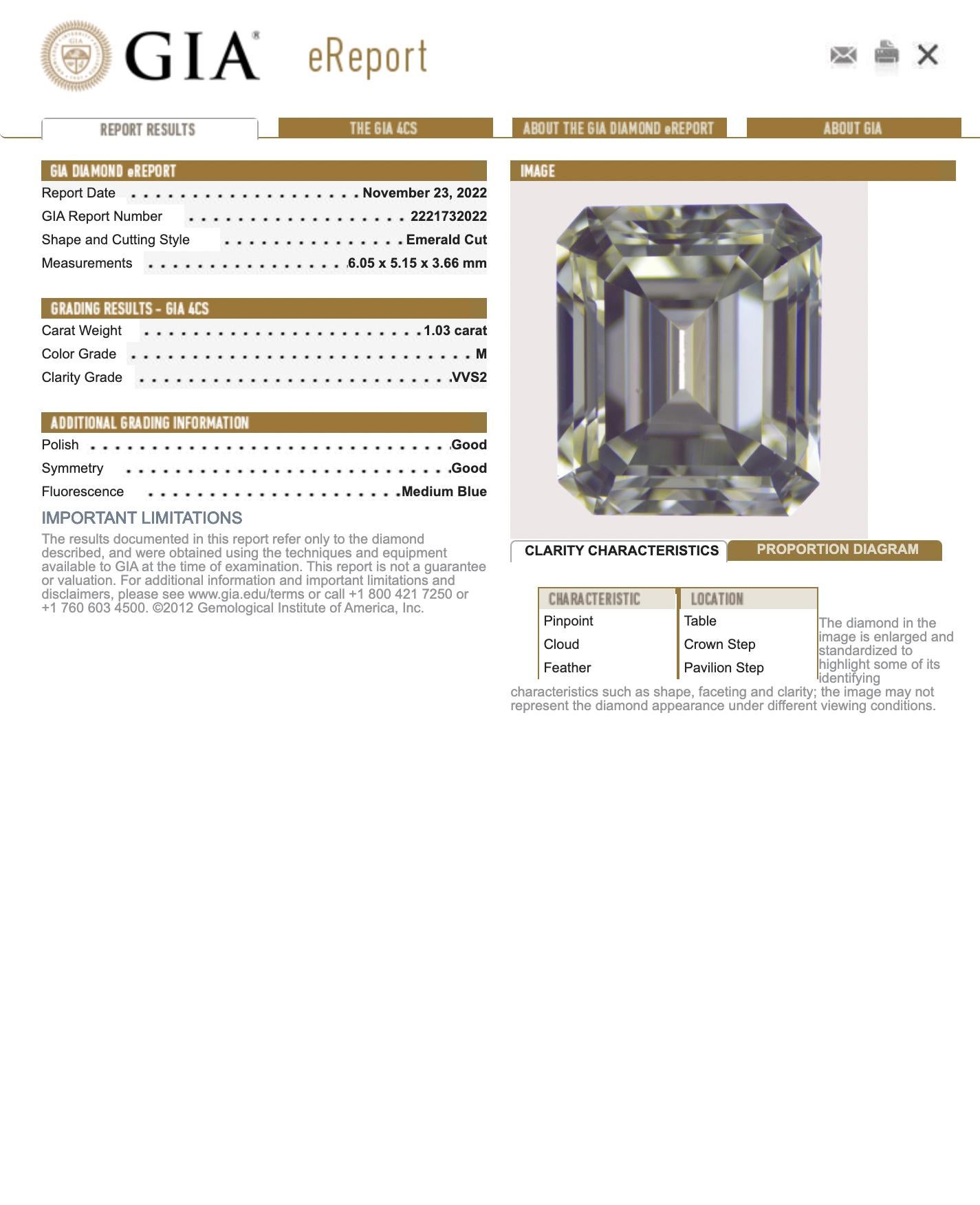 Bague solitaire édouardienne en or rose 18 carats avec diamant taille émeraude de 1,03 carat, certifié GIA 1