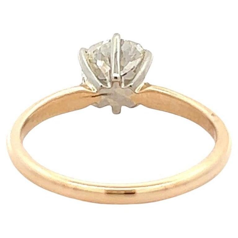 Edwardian GIA 1.30 Carats Old Mine Cut Diamond 14 Karat Yellow Gold Solitaire Ri 2