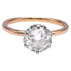 Edwardian GIA 1.31 Carat Diamond Gold Solitaire Engagement Ring