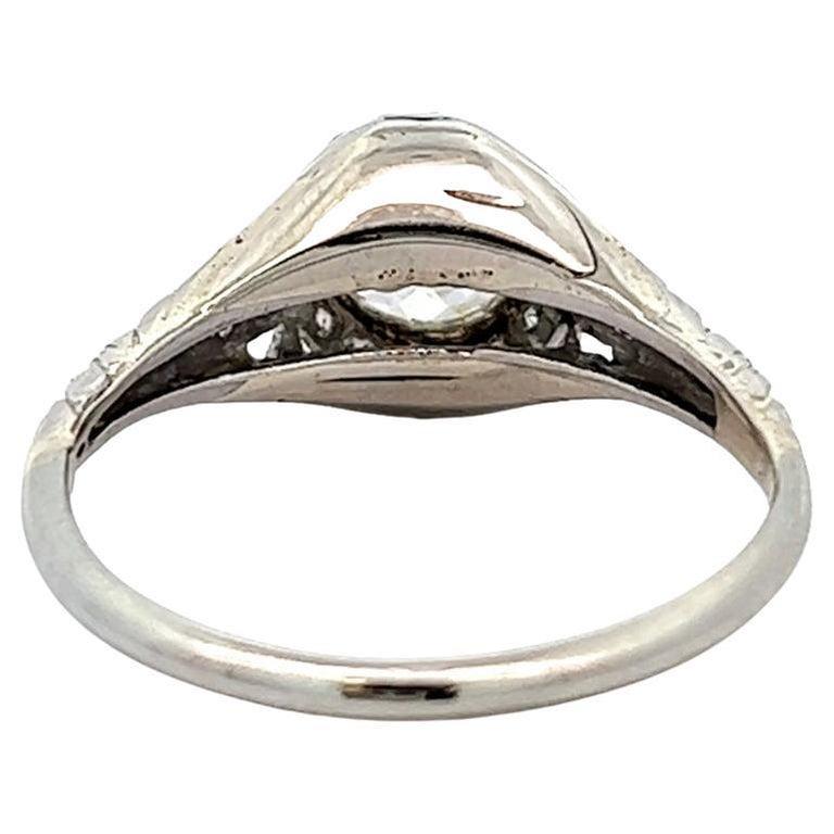 Edwardian GIA 1.44 Carats Old Mine Cut Diamond 18 Karat White Gold Ring 2