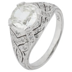 Antique Edwardian GIA 1.50 carat cushion cut diamond platinum engagement ring