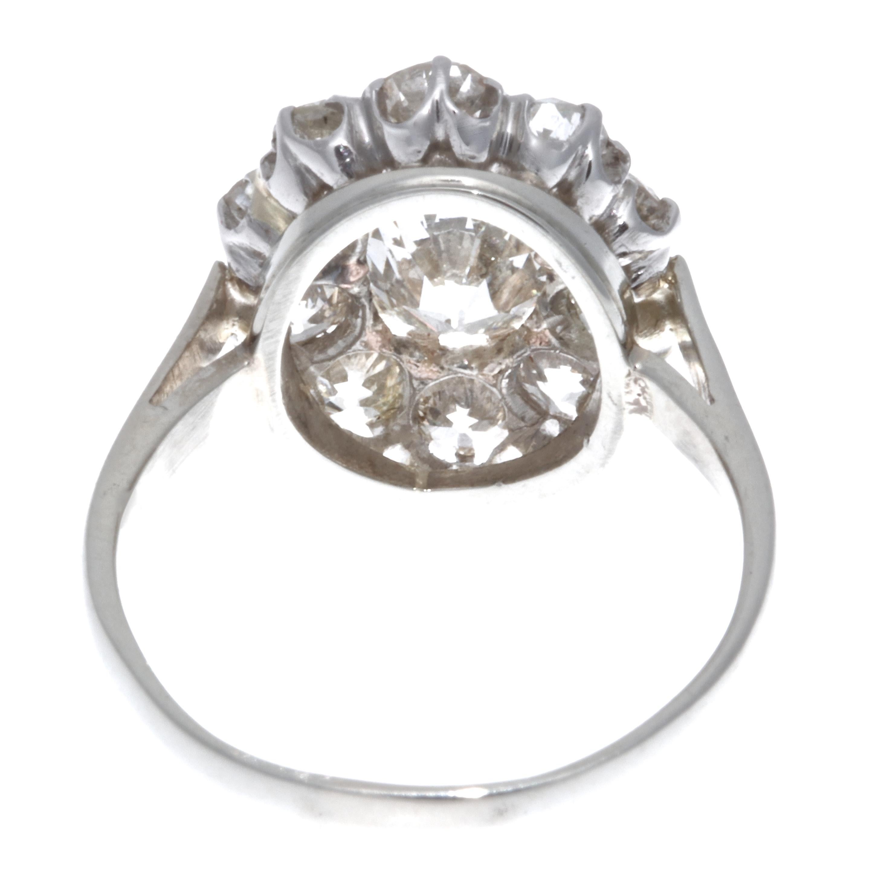 GIA 1.52 Antiker Diamant im Kissenschliff 18 Karat Weißgold Ring Damen