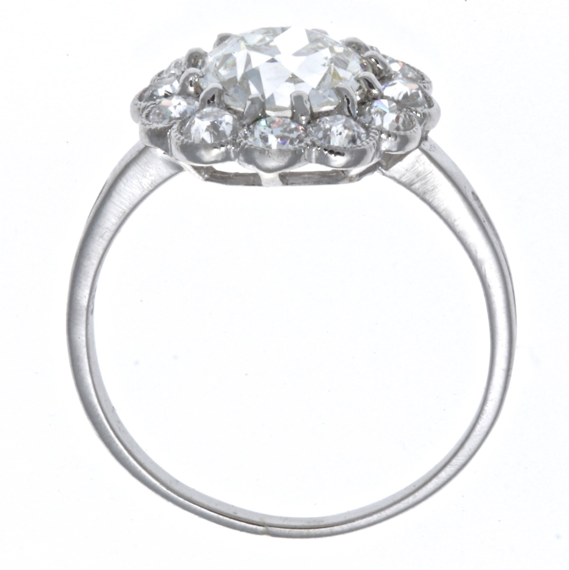 Old European Cut Edwardian GIA 1.73 Carat Diamond Platinum Engagement Ring