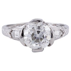 Edwardian GIA 2.06 Carat Old European Cut Diamond Platinum Ring