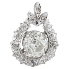Edwardian GIA 2.25 carat diamond platinum pendant