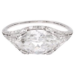 Platin-Verlobungsring, Edwardianischer GIA 2,25 Karat Diamant im Marquise-Schliff