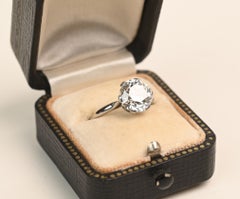 Edwardian GIA 2.70ct Old European Cut Ring. Diamond Solitaire Engagement J SI2