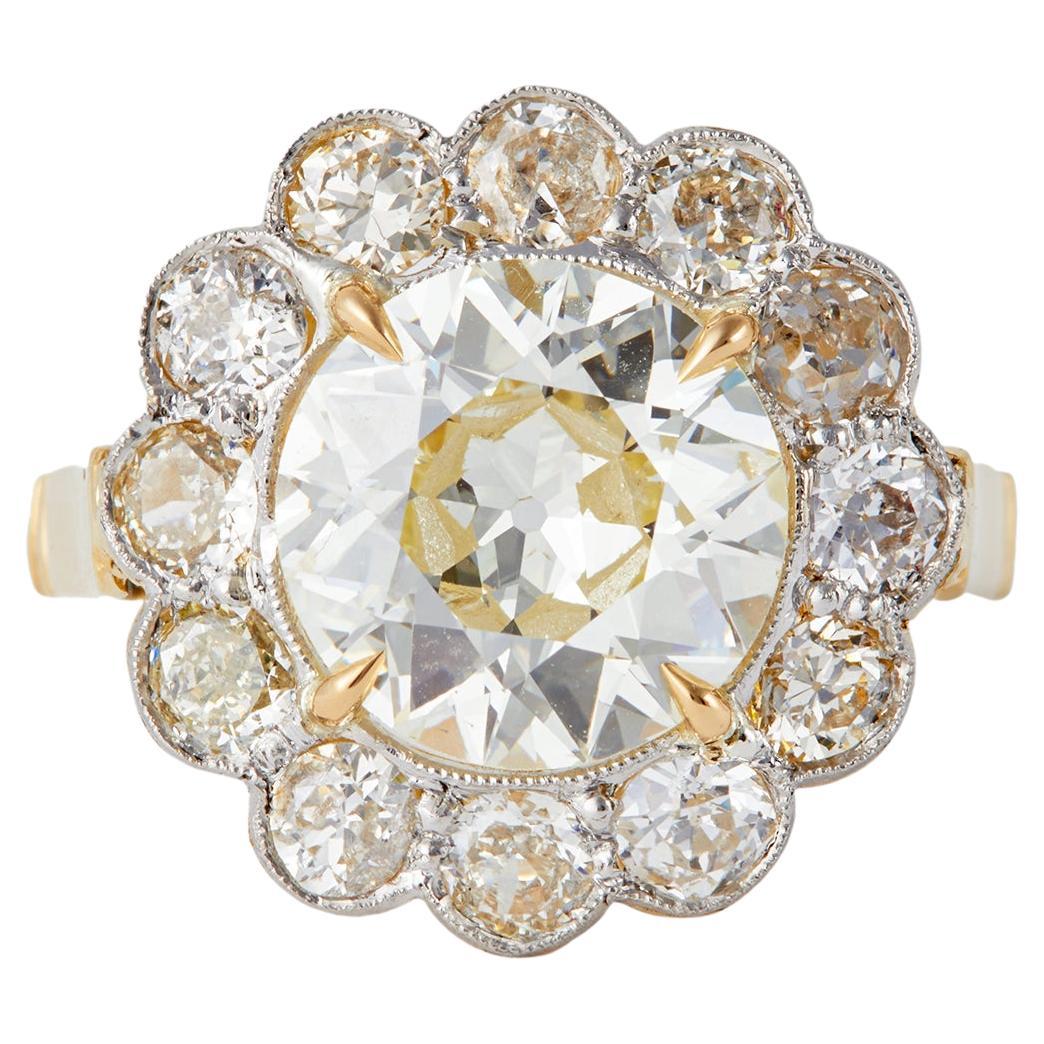 Victorian Old Mine Cut Diamond 18k Yellow Gold Cluster Ring For Sale at ...