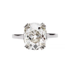 Edwardian GIA 4.26 Carat Diamond Platinum Engagement Ring