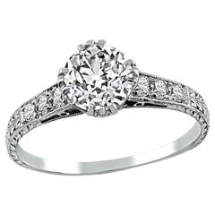 Bague de fiançailles édouardienne en diamant certifié GIA de 1,01 carat