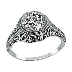 Verlobungsring mit GIA-zertifiziertem 1,20 Karat Diamant im Edwardianischen Stil