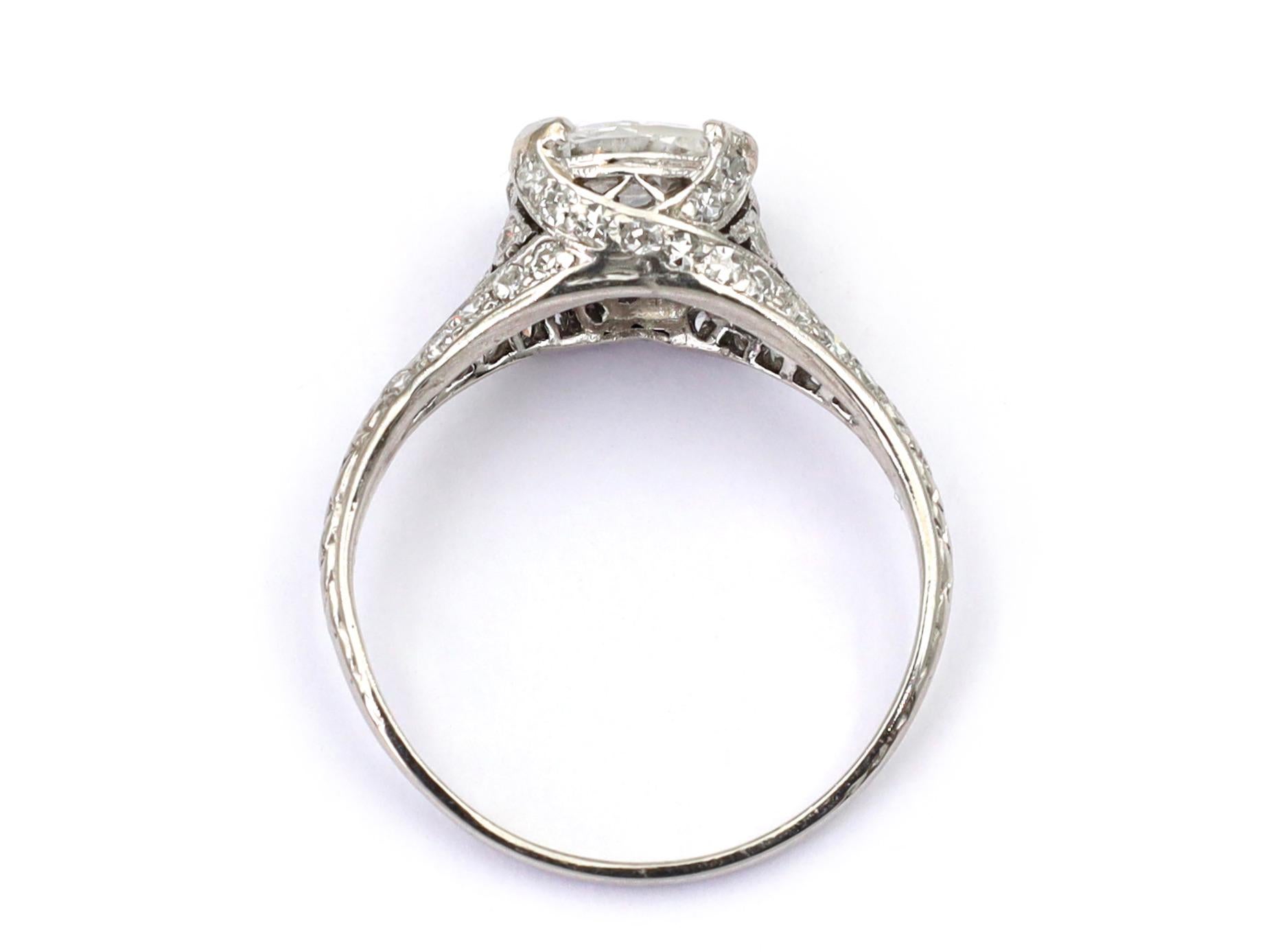Old European Cut Edwardian GIA Certified 1.22ct Diamond Solitaire Engagement Ring in Platinum