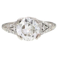 Edwardian GIA Certified 1.22ct Diamond Solitaire Engagement Ring in Platinum