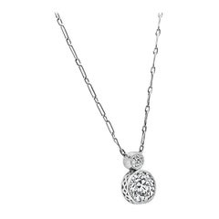 Collier pendentif en platine avec diamant de 1,37 ct certifié par le GIA, de style édouardien