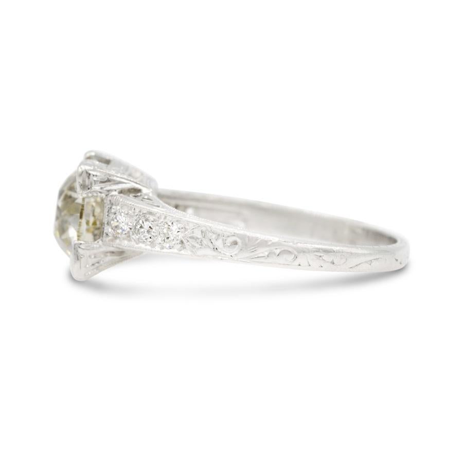 Old European Cut Edwardian GIA Certified 2.25 Ct. Diamond Platinum Engagement Ring L VS1 For Sale