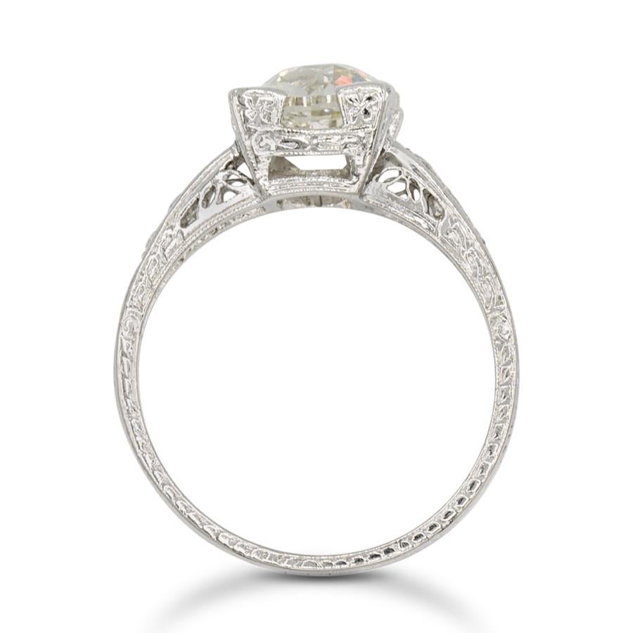 Edwardian GIA Certified 2.25 Ct. Diamond Platinum Engagement Ring L VS1 In Good Condition For Sale In New York, NY