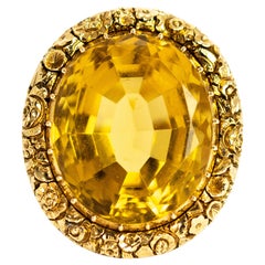 Antique Edwardian Giant Citrine and 9 Carat Gold Ring