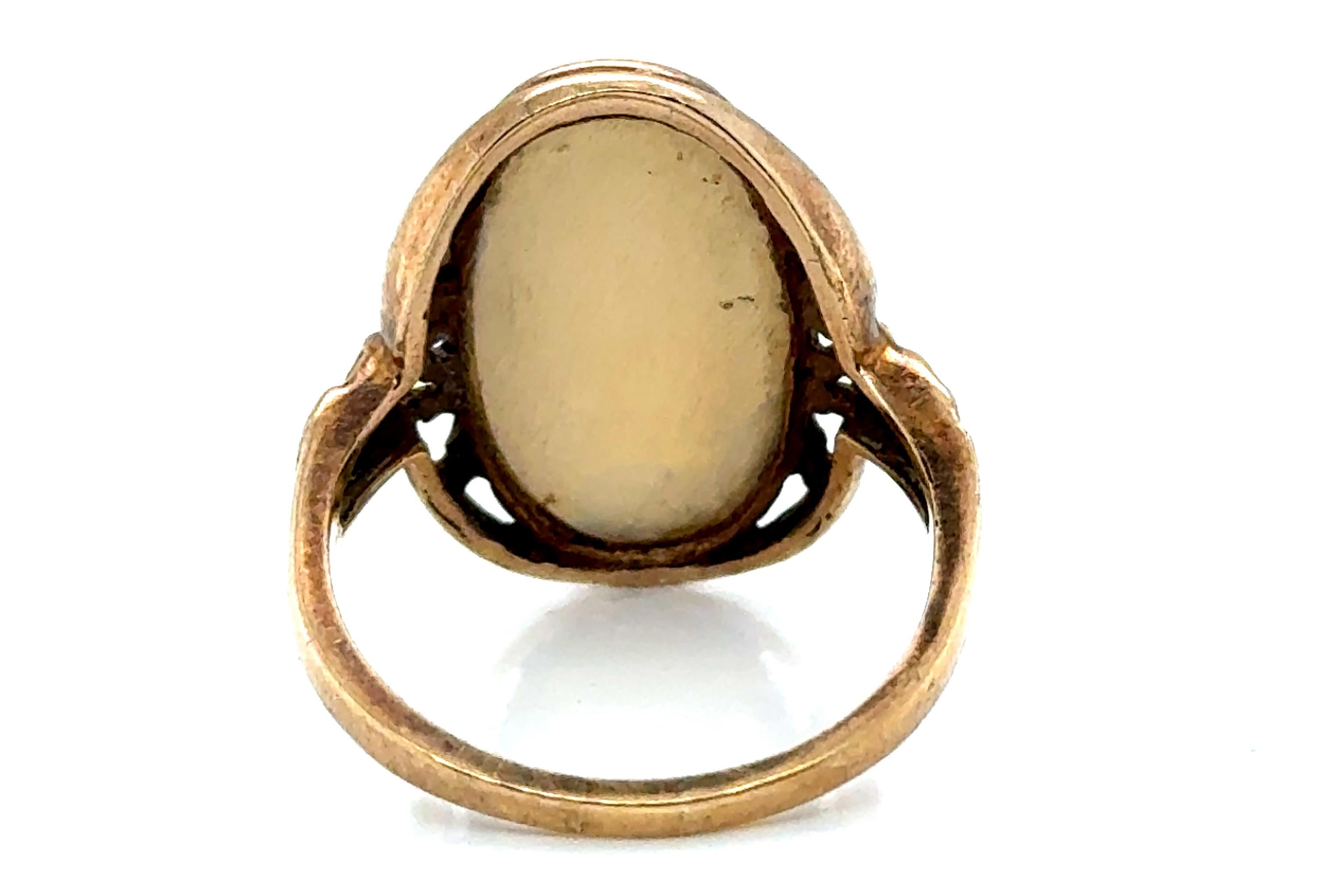 Edwardian Giant Opal Ring Vintage Antique 14K Yellow Gold Original 1900' In Excellent Condition For Sale In Dearborn, MI