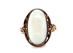 Edwardian Giant Opal Ring Vintage Antique 14K Yellow Gold Original 1900'