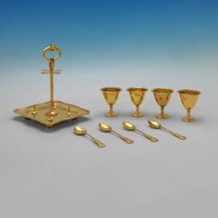 Cruciera per uova in argento dorato edoardiano di Walker & Hall, 1903